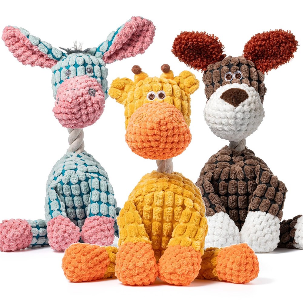 Squeak Squad plush toy set: donkey, giraffe and dog