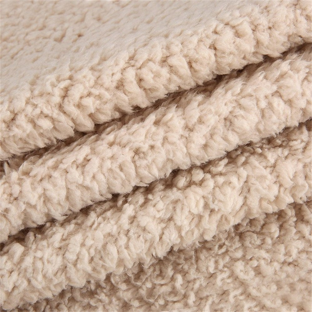Close-up of beige sherpa texture